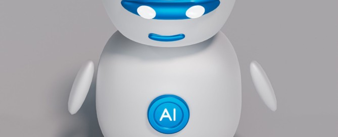 a white robot sitting on top of a table